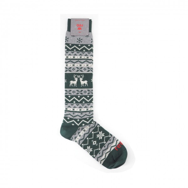 Long Sock Men Christmas Design With Reindeer