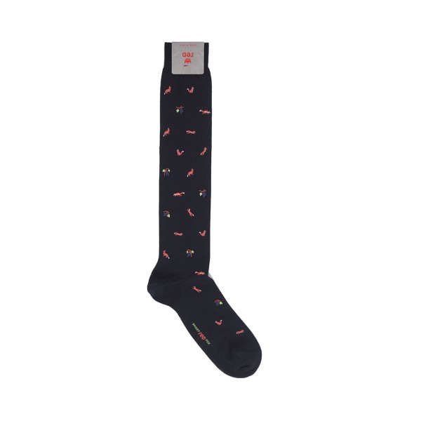 Long Socks for Men with Fox and Grape Print