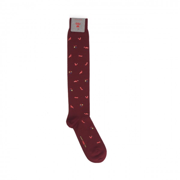 Long Socks for Men with Fox and Grape Print