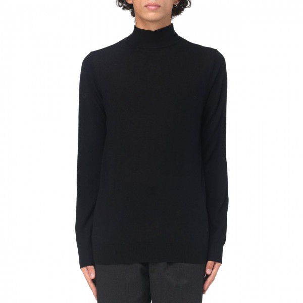 Black High Neck Wool Sweater