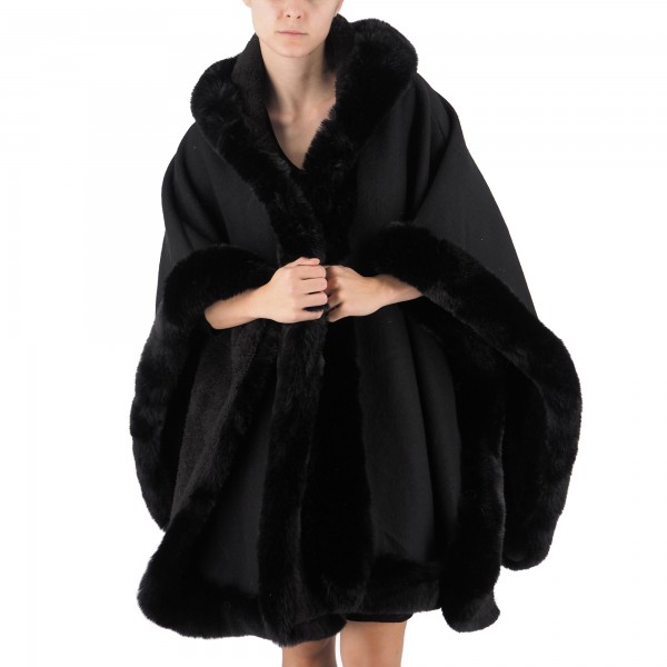 Eco Fur Stole With Hood