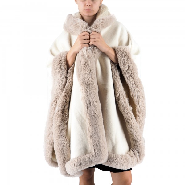 Eco Fur Stole With Hood