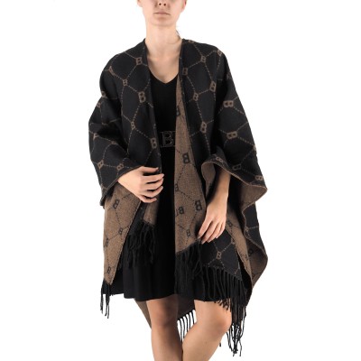 Black All-Over Logo Poncho