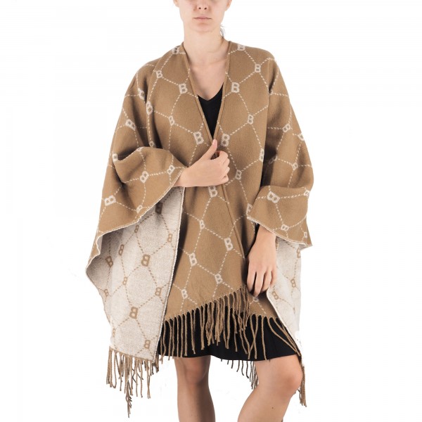 Poncho Con Logo All-Over Marrone