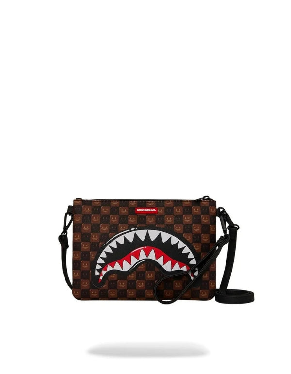 Sharks In Paris Wtf Bubble Brown Check Crossover Clutch