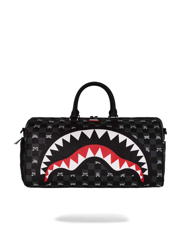 Borsone Gray Peeking Character Check Large Duffle