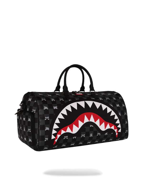 Borsone Gray Peeking Character Check Large Duffle