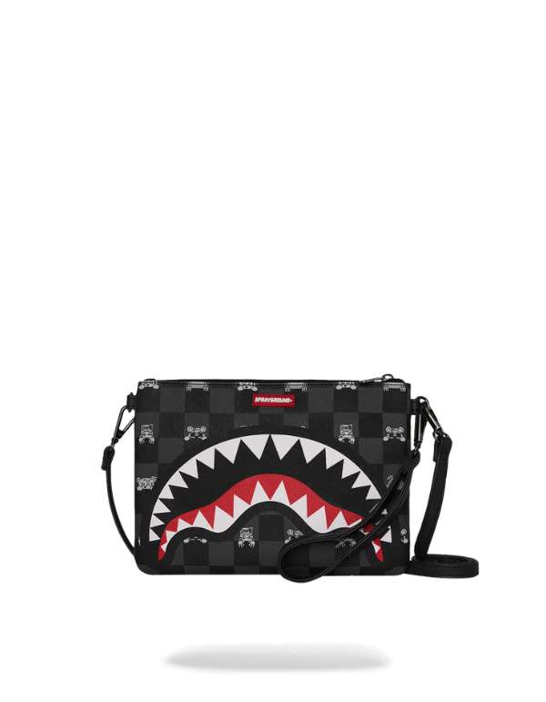 Pochette Gray Peeking Character Check Crossbody