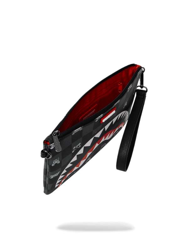Gray Peeking Character Check Crossbody Clutch