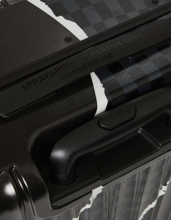 Center Rip Revealing Gray Check Carry-On Luggage