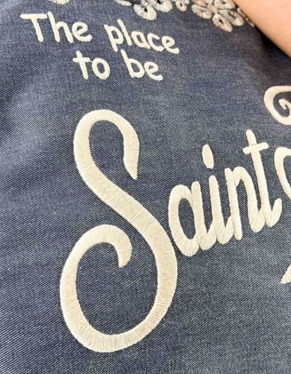 Borsa Vanity Volant N Sangallo Flowers Denim Dark Emb