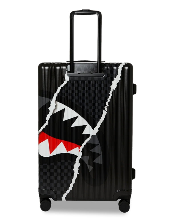 Center Rip Revealing Gray Check Full-Size Luggage