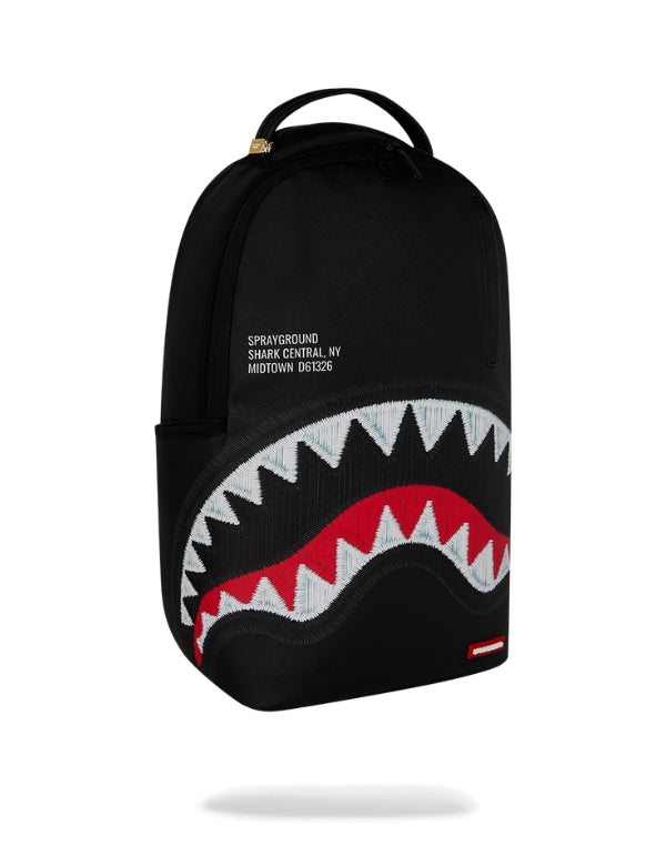 Shark Central Black Embroidered Shark Backpack