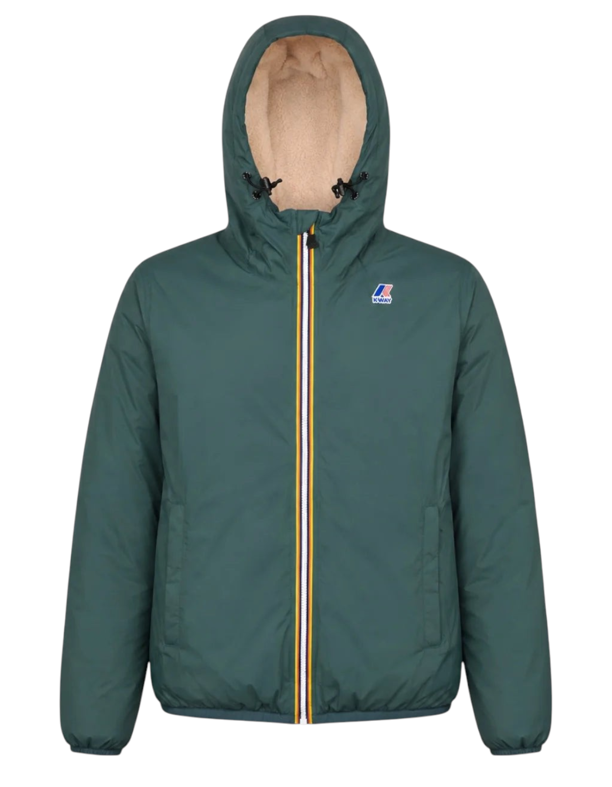 Giacca unisex DevidLabel K-Way Le Vrai 4.0 Claude Orsetto verde scuro con interno in pile e zip iconica