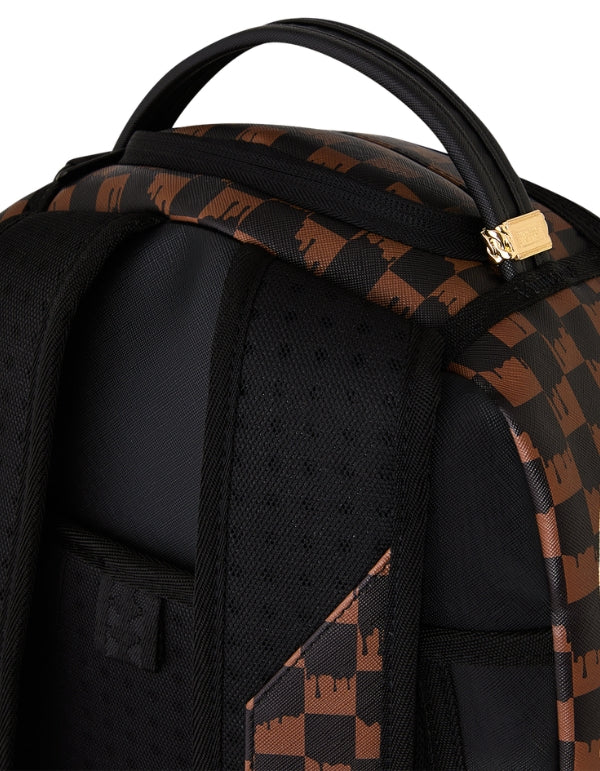 Zaino Brown And Cream Drip Check Shark Backpack