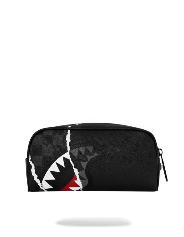 Center Rip Revealing Gray Check Pouch