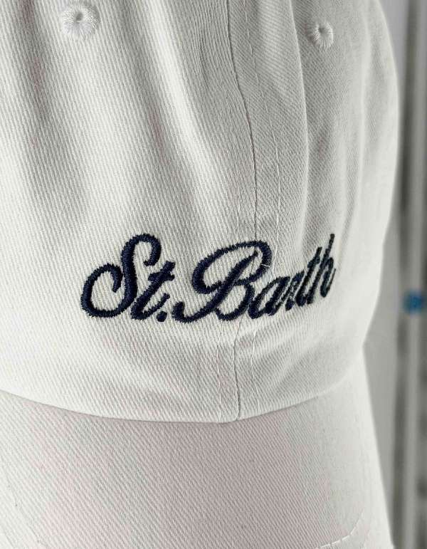 Cappellino Davis Bianco con visiera in Denim e logo ricamato