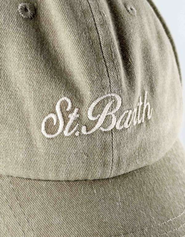 Cappellino Davis con visiera in Denim Beige con Logo ricamato