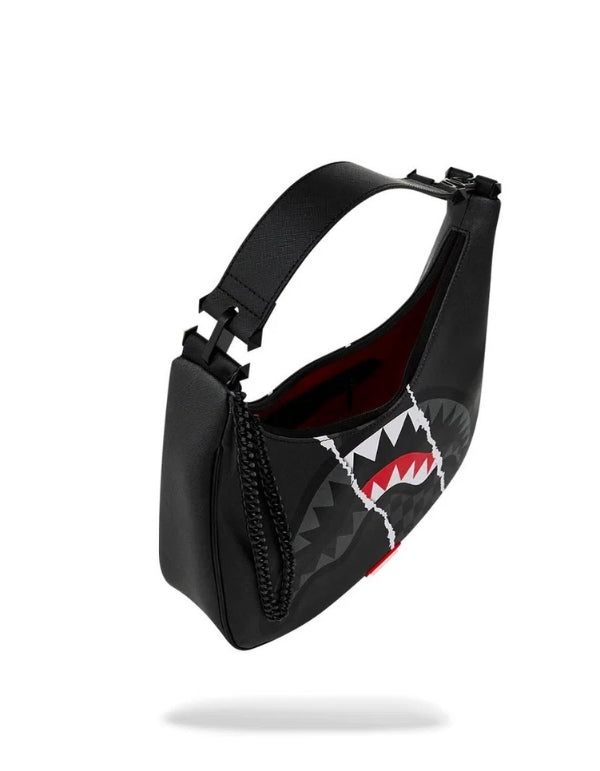 Center Rip Revealing Gray Check Handbag