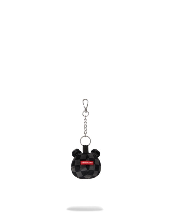 Grey Checker Bear Head Keychain