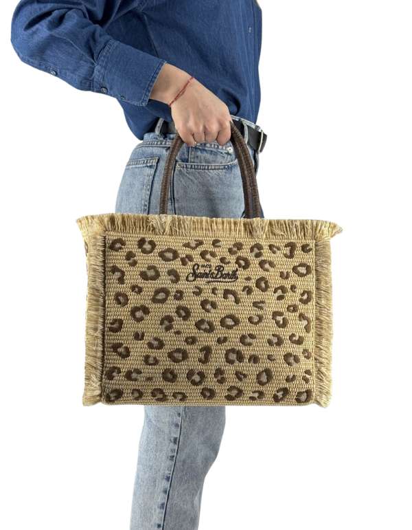 Borsa Vanity Straw Leopard 18 Emb