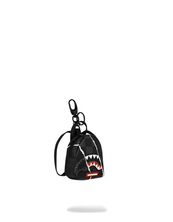 Center Rip Revealing Gray Check Backpack Keychain