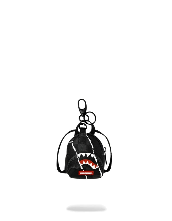 Center Rip Revealing Gray Check Backpack Keychain
