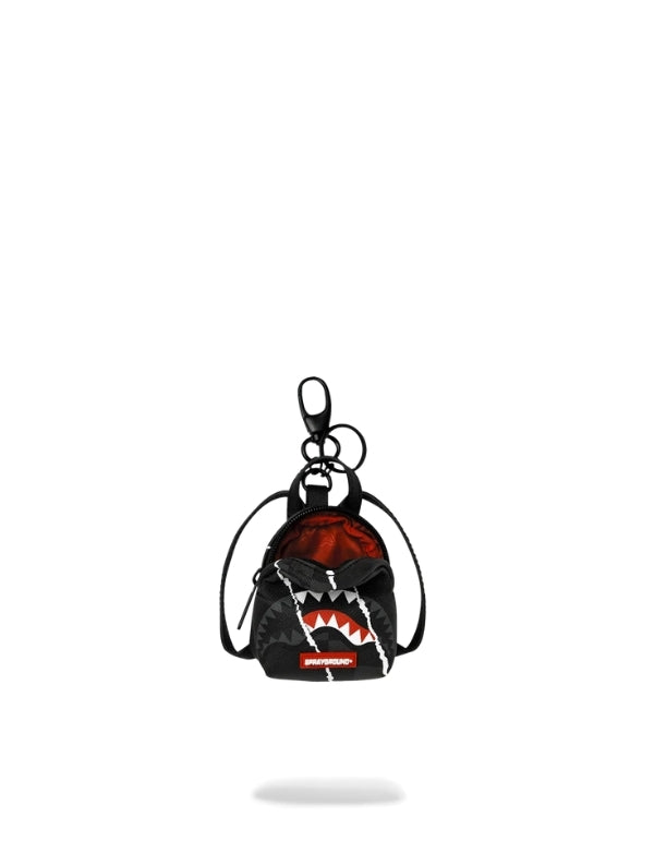 Center Rip Revealing Gray Check Backpack Keychain