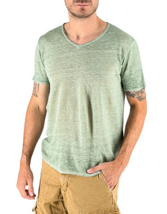 Granada – T – Shirt in Puro Lino Premium Verde – Devid Label