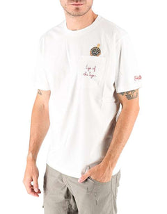 Men's T-shirt with Front Watch Pocket and Austin Eye Tiger 01n Emb Print