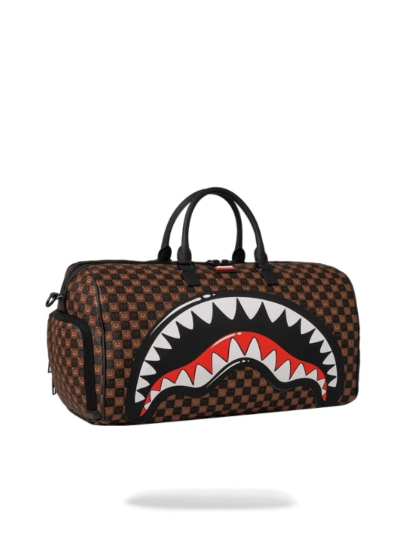 Sharks In Paris Wtf Bubble Brown Check Duffle Bag