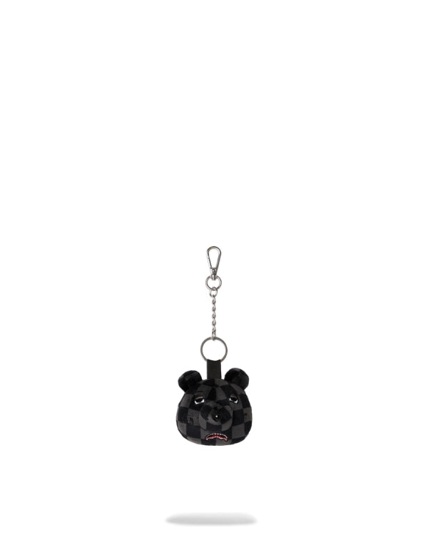 Grey Checker Bear Head Keychain