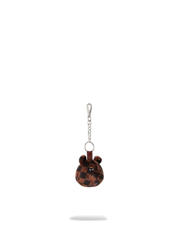 Brown Checker Bear Head Keychain