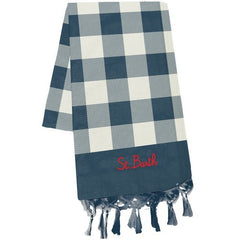 Ultra Light Vichy Checkered Beach Towel, Blue
