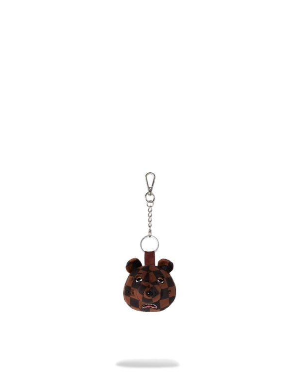 Brown Checker Bear Head Keychain