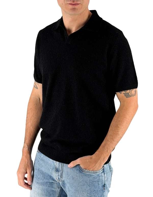 Polo In Cotone Nero Spugna Premium Soft Touch