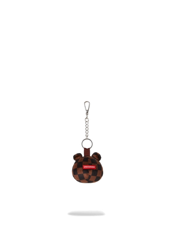 Brown Checker Bear Head Keychain