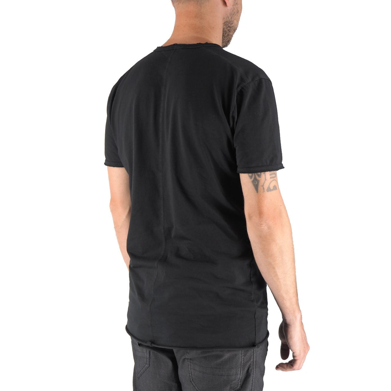 T-Shirt 100% Cotone Scollo A V Nero Mosca