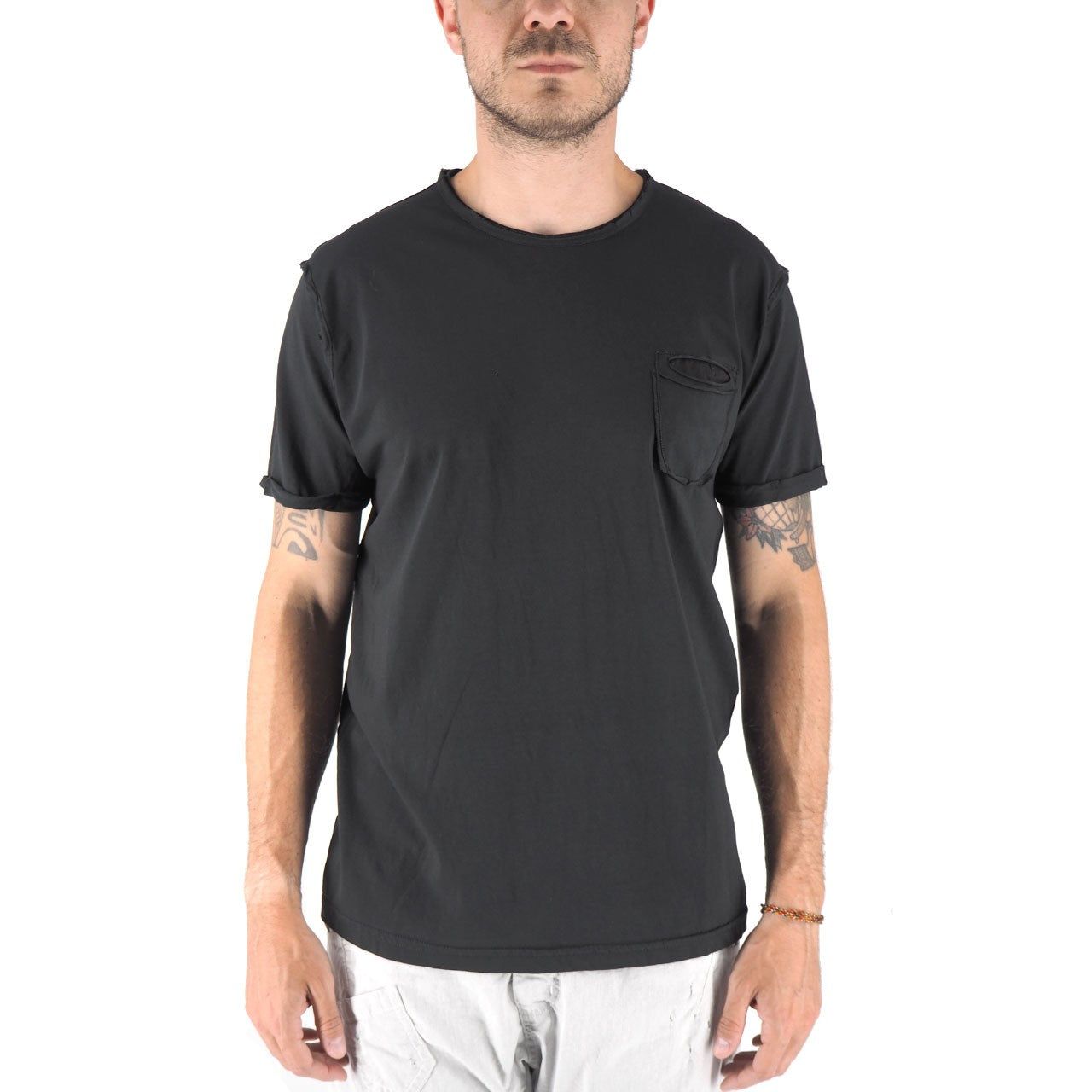T-Shirt Girocollo 100% Cotone Con Taschino Shiro