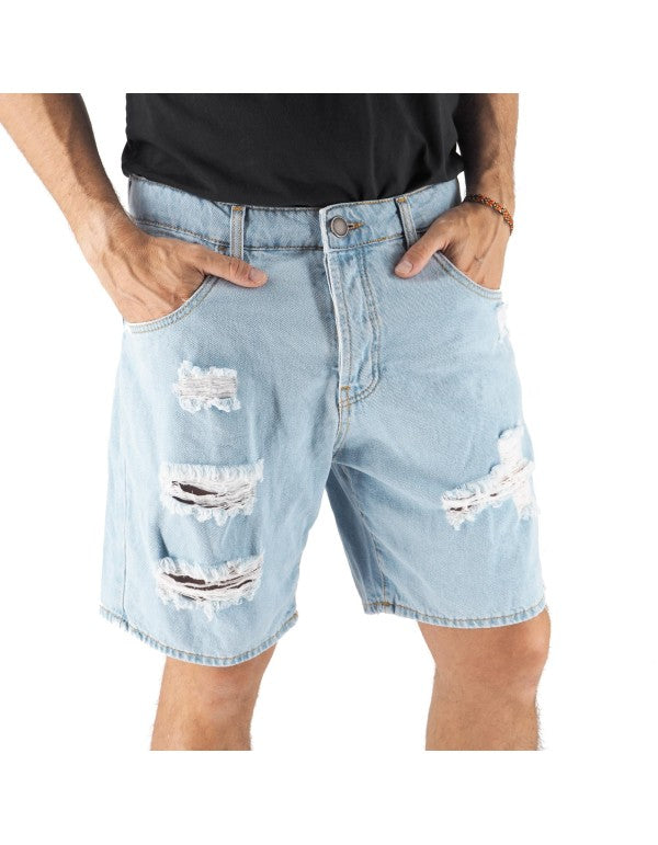 Bermuda In Denim Destroyed