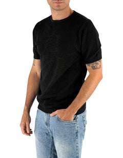 Ostuni – Maglia Traforata 100% Cotone Nero Uomo – Devid Label