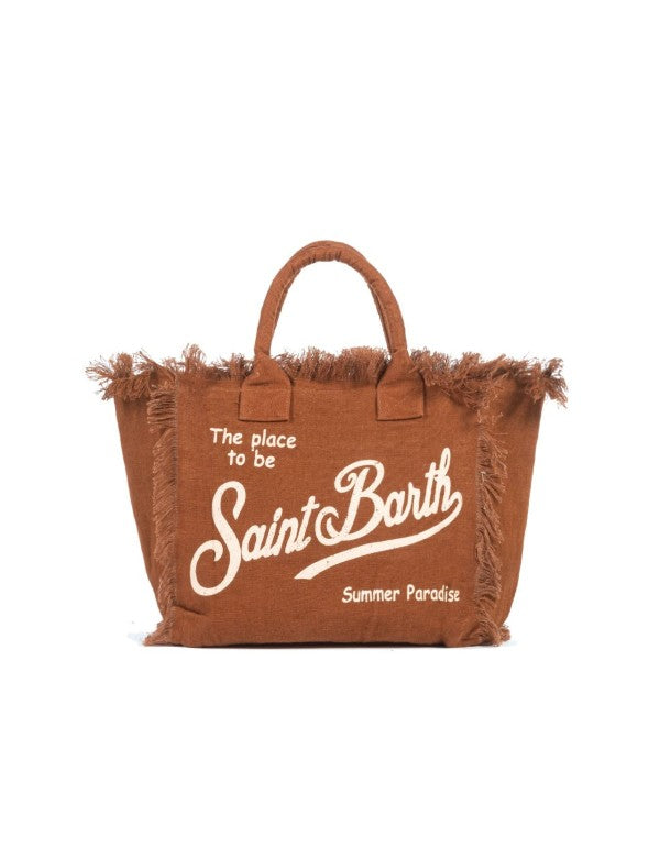 Brown Linen Vanity Bag