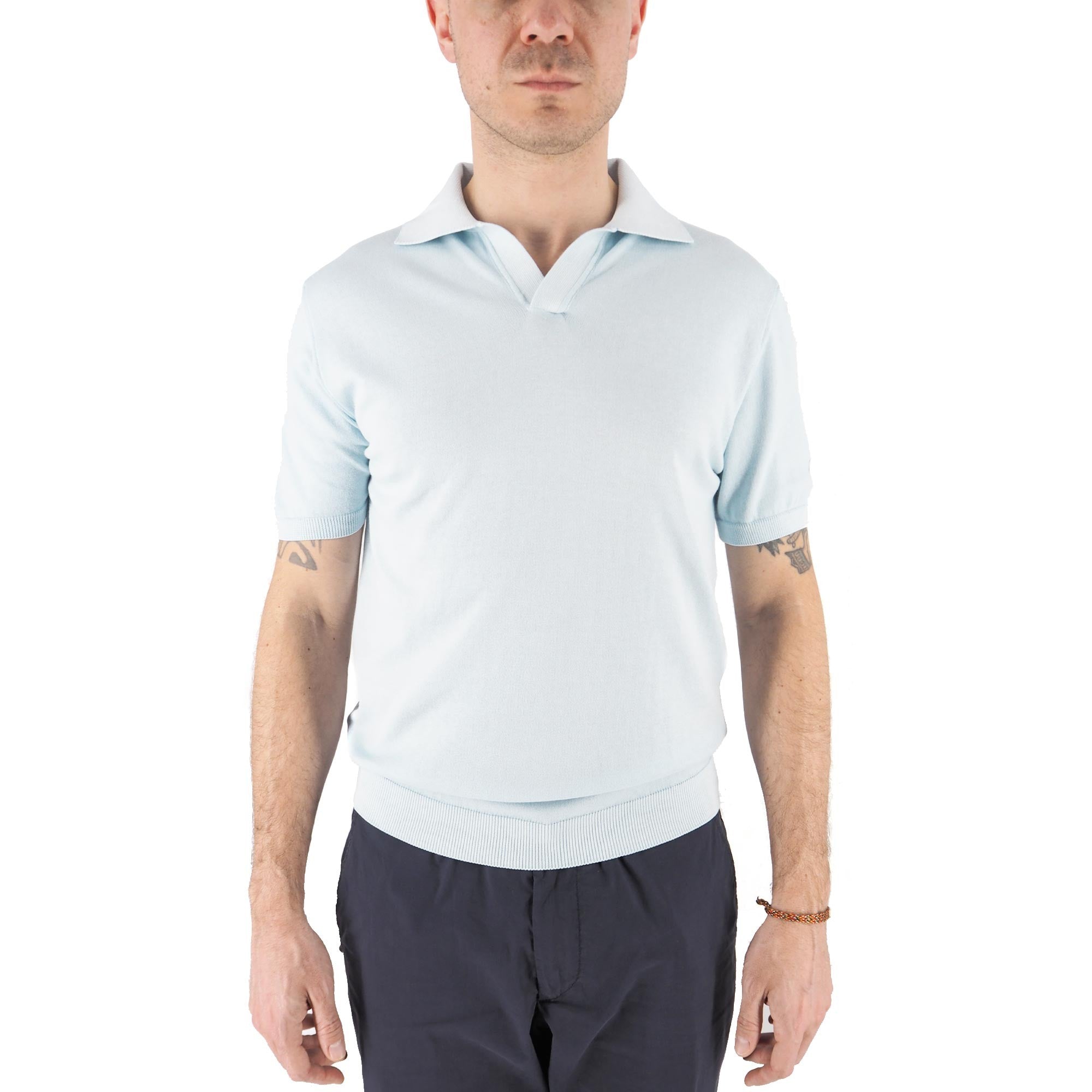 Polo In Maglia 100% Cotone Alassio Acqua Marina