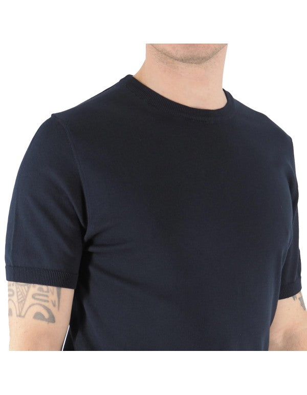 T-Shirt In Filo 100% Cotone Monterosso Blu Navy
