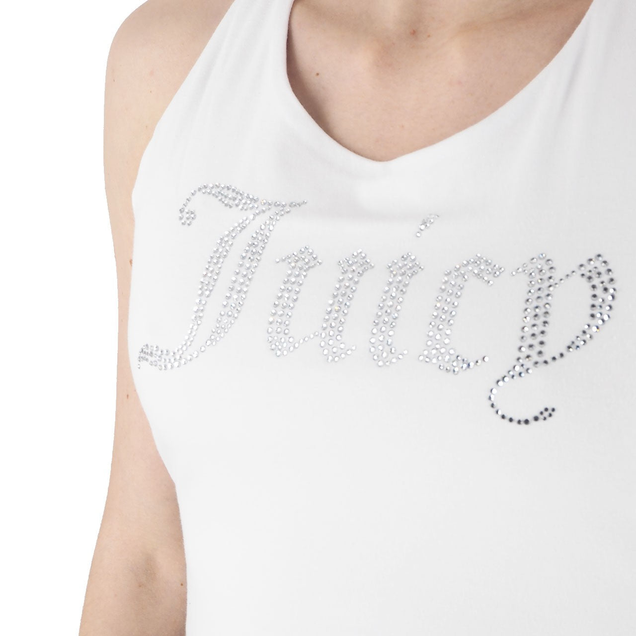 Top Con Logo In Strass Bianco
