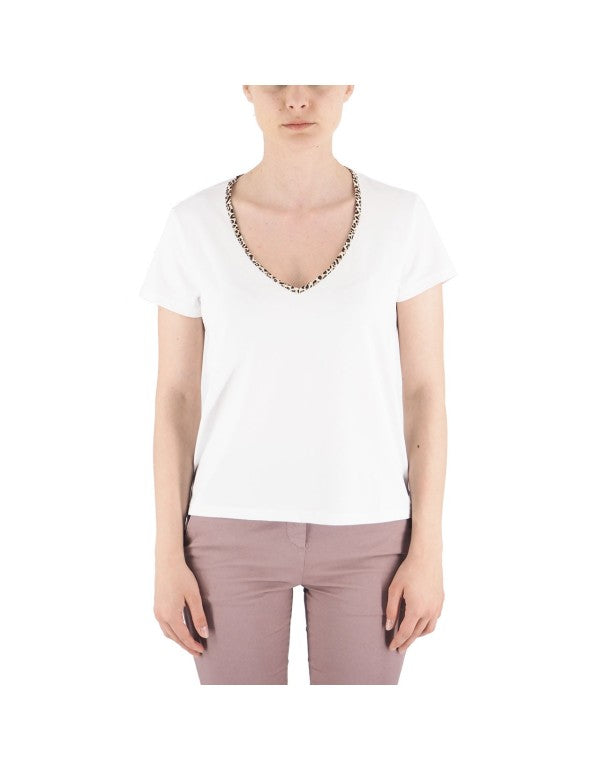 T-Shirt V Collar Leo White