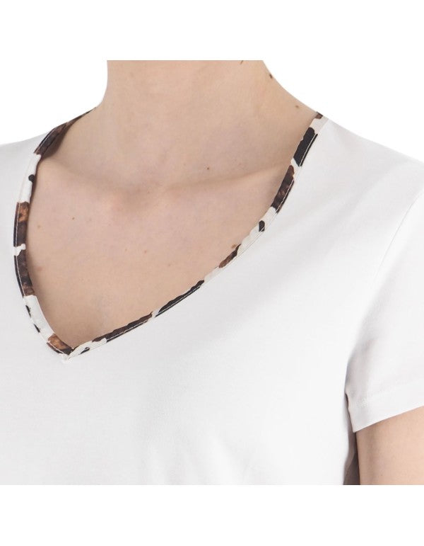 T-Shirt V Collar Cow White