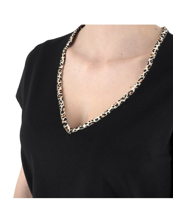 T-Shirt V Collar Leo Black