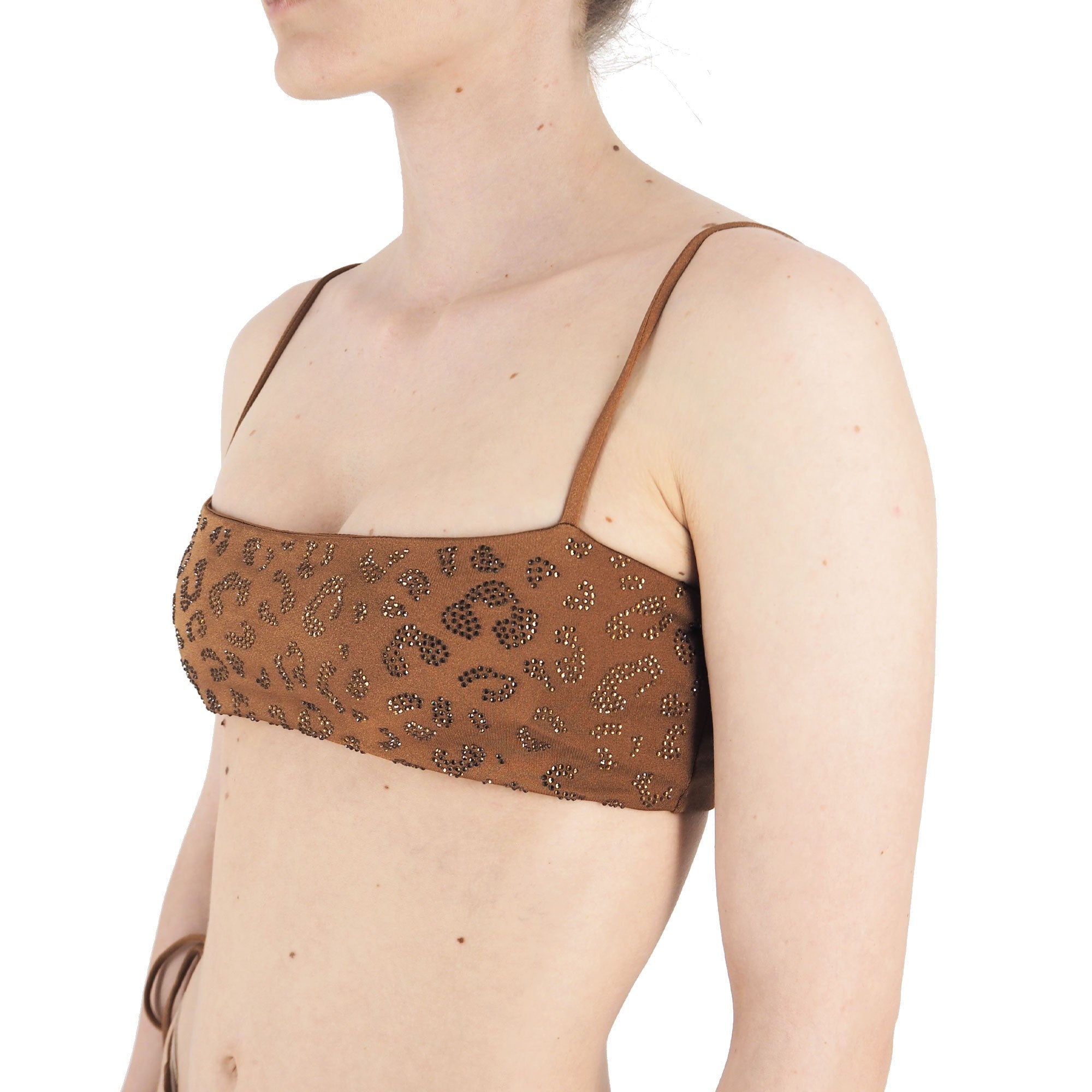 Athena Shiny Strass Leopard Bandeau Bikini Top