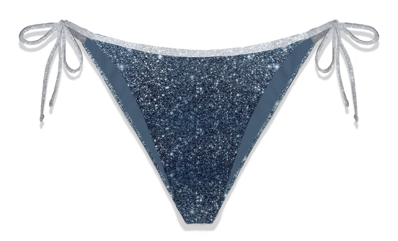 Brazilian Lace Up With Drawstring Marielle String Lurex Silver